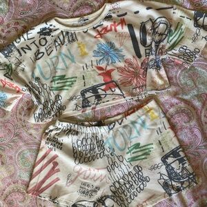 Fashion Nova Graphic Crop Top and Shorts Set